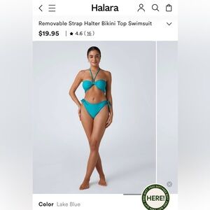 HALARA Lake Blue Halter Bikini Top Small